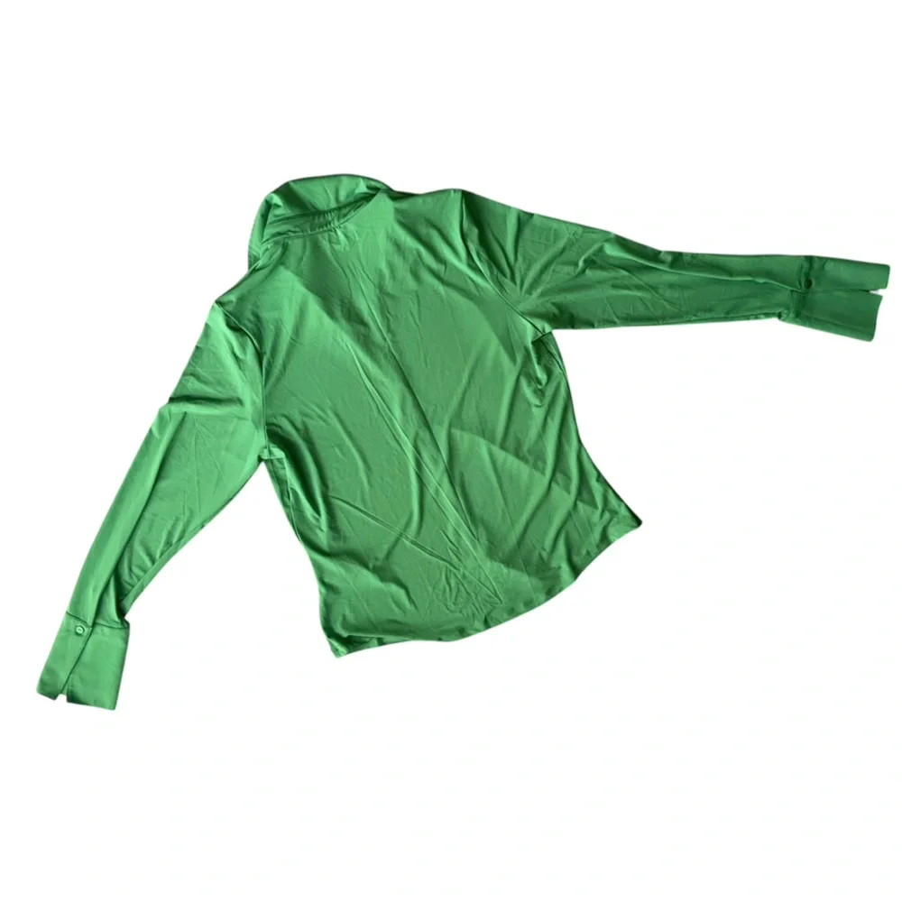 Abercrombie & Fitch Green Button Down Collared Top XL - Picture 4 of 7